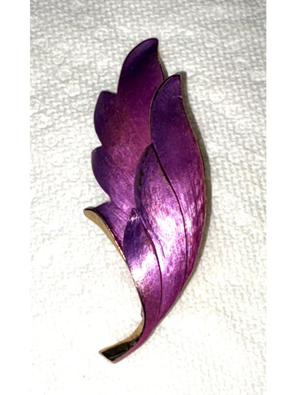 Vintage Purple Leaf Brooch With Gold-Tone Accents Retro Pin For Jackets Or Acces